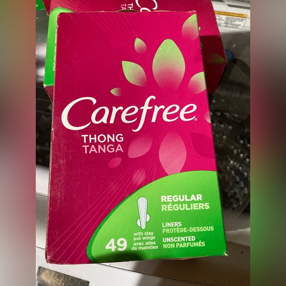 (2) Carefree Liners THONG Regular 49 With stay put wings Unscented 49 ct ea. - Picture 2 of 5